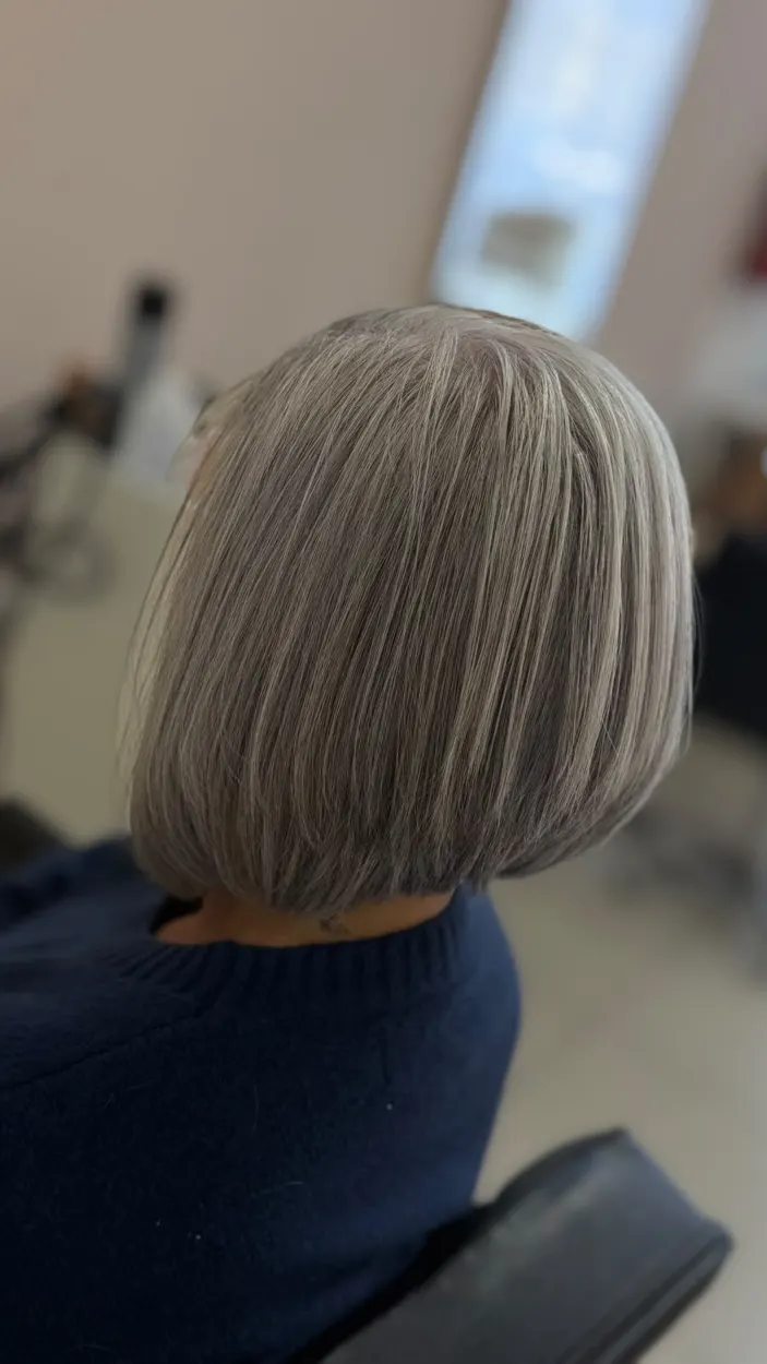 Corte chanel grisalho feito no Livi Beauty Studio em Sapucaia do Sul